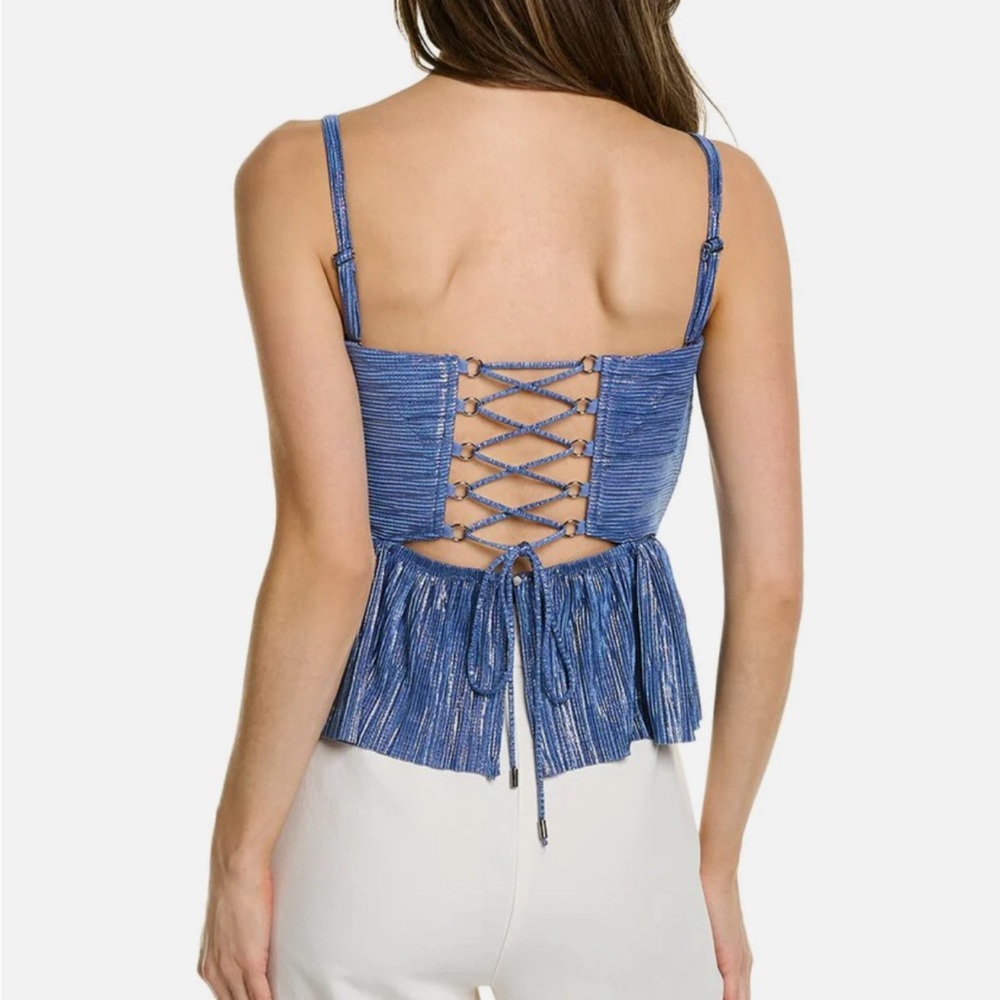 Sabina Musayev Blue Pleated Camisole Top - Picture 8 of 12